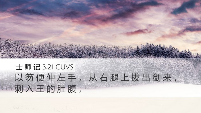 士 师 记 3:21 CUVS Bible Verse Image