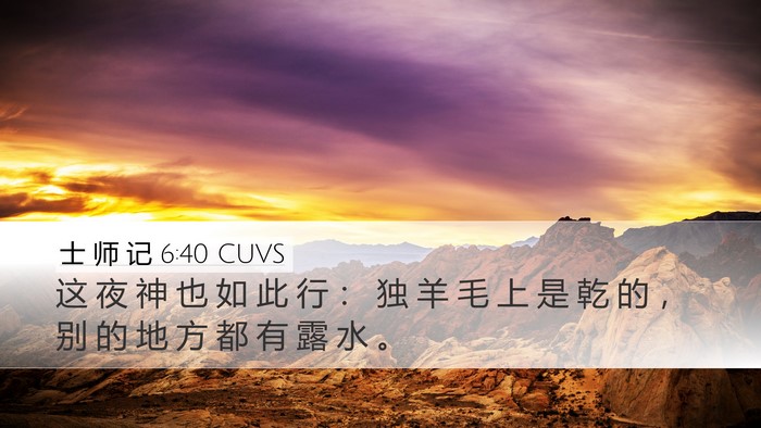 士 师 记 6:40 CUVS Desktop Wallpaper - 这 夜 神 也 如 此 行 ： 独 羊 毛 上 - Desktop Bible Verse Wallpaper