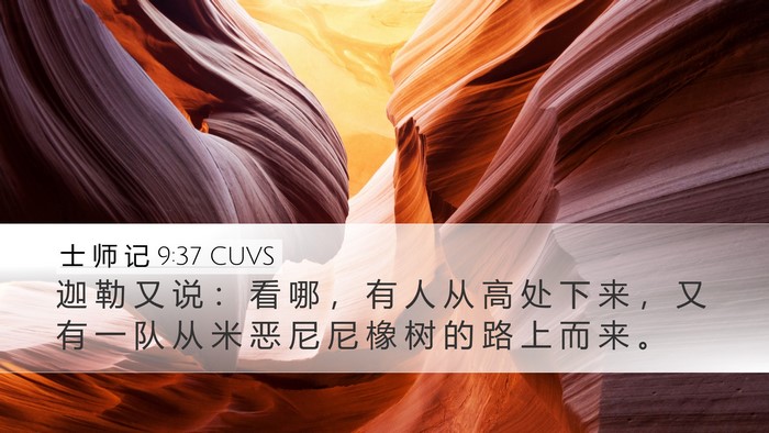 士 师 记 9:37 CUVS Desktop Wallpaper - 迦 勒 又 说 ： 看 哪 ， 有 人 从 高 - Desktop Bible Verse Wallpaper