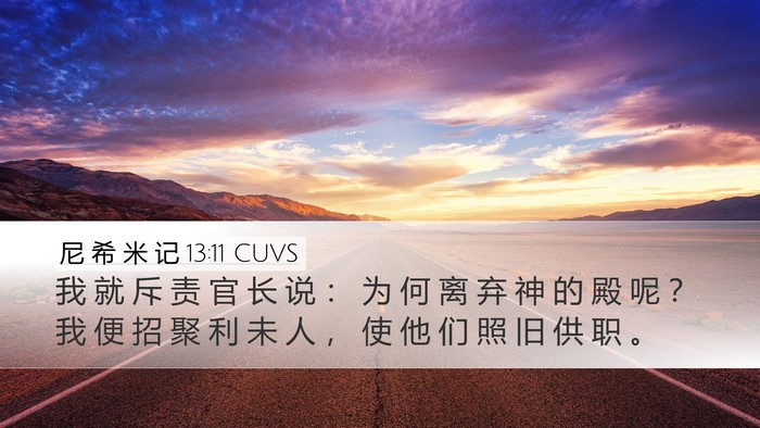 尼 希 米 记 13:11 CUVS Desktop Wallpaper - 我 就 斥 责 官 长 说 ： 为 何 离 弃 - Desktop Bible Verse Wallpaper