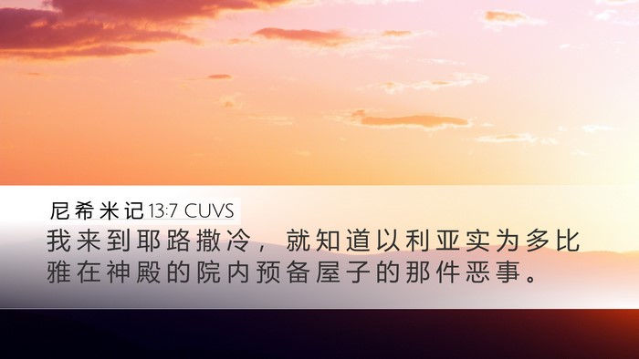 尼 希 米 记 13:7 CUVS Desktop Wallpaper - 我 来 到 耶 路 撒 冷 ， 就 知 道 以 - Desktop Bible Verse Wallpaper
