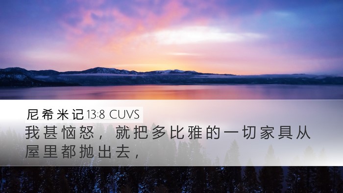 尼 希 米 记 13:8 CUVS Desktop Wallpaper - 我 甚 恼 怒 ， 就 把 多 比 雅 的 一 - Desktop Bible Verse Wallpaper