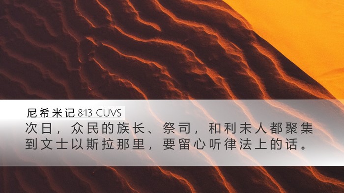 尼 希 米 记 8:13 CUVS Desktop Wallpaper - 次 日 ， 众 民 的 族 长 、 祭 司 ， - Desktop Bible Verse Wallpaper