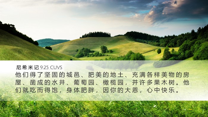 尼 希 米 记 9:25 CUVS Bible Verse Image