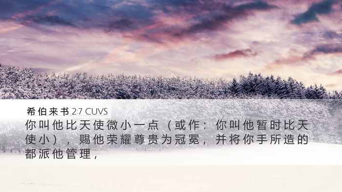 希 伯 来 书 2:7 CUVS Bible Verse Image