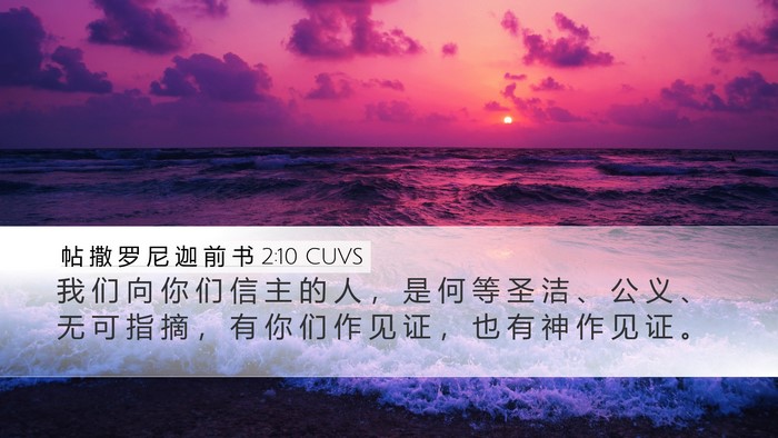 帖 撒 罗 尼 迦 前 书 2:10 CUVS Bible Verse Image