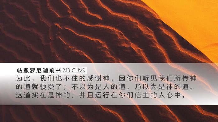 帖 撒 罗 尼 迦 前 书 2:13 CUVS Bible Verse Image