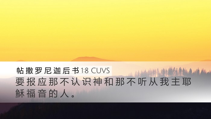 帖 撒 罗 尼 迦 后 书 1:8 CUVS Bible Verse Image
