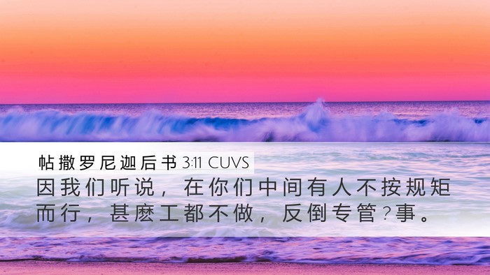 帖 撒 罗 尼 迦 后 书 3:11 CUVS Bible Verse Image