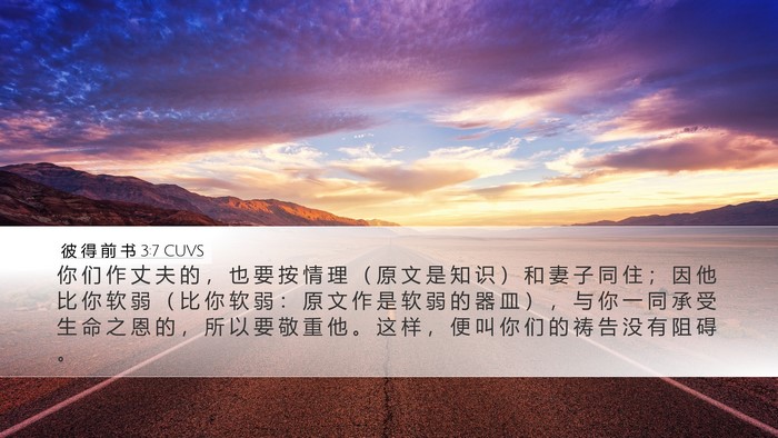 彼 得 前 书 3:7 CUVS Bible Verse Image