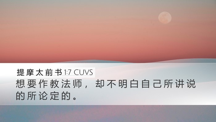 提 摩 太 前 书 1:7 CUVS Bible Verse Image