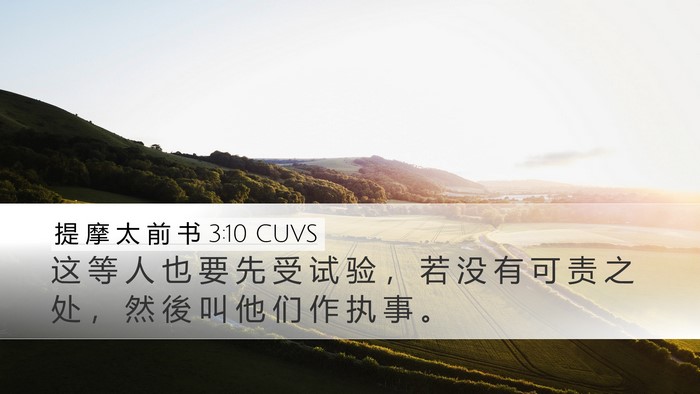 提 摩 太 前 书 3:10 CUVS Bible Verse Image