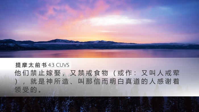 提 摩 太 前 书 4:3 CUVS Bible Verse Image