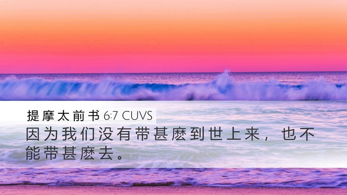 提 摩 太 前 书 6:7 CUVS Bible Verse Image