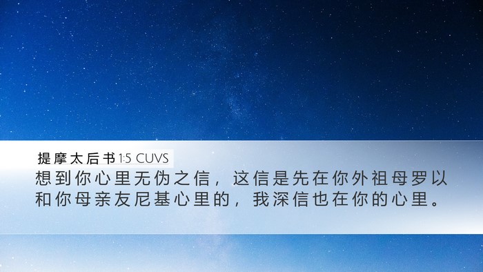 提 摩 太 后 书 1:5 CUVS Bible Verse Image