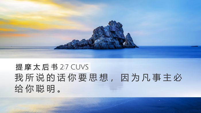 提 摩 太 后 书 2:7 CUVS Desktop Wallpaper - 我 所 说 的 话 你 要 思 想 ， 因 为 - Desktop Bible Verse Wallpaper