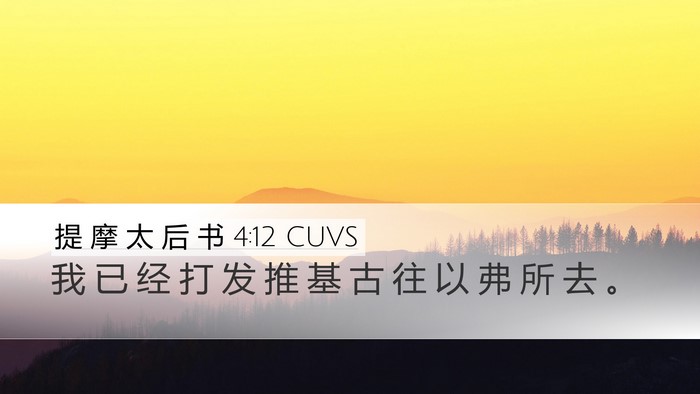 提 摩 太 后 书 4:12 CUVS Desktop Wallpaper - 我 已 经 打 发 推 基 古 往 以 弗 所 - Desktop Bible Verse Wallpaper