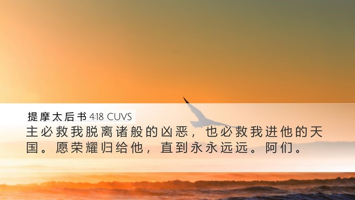 提 摩 太 后 书 4:18 CUVS Bible Verse Image