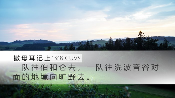 撒 母 耳 记 上 13:18 CUVS Desktop Wallpaper - 一 队 往 伯 和 仑 去 ， 一 队 往 洗 - Desktop Bible Verse Wallpaper