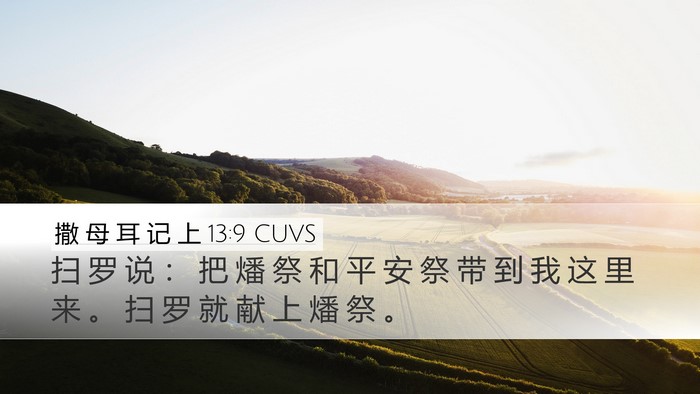 撒 母 耳 记 上 13:9 CUVS Desktop Wallpaper - 扫 罗 说 ： 把 燔 祭 和 平 安 祭 带 - Desktop Bible Verse Wallpaper