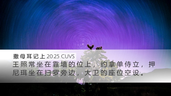 撒 母 耳 记 上 20:25 CUVS Desktop Wallpaper - 王 照 常 坐 在 靠 墙 的 位 上 ， 约 - Desktop Bible Verse Wallpaper
