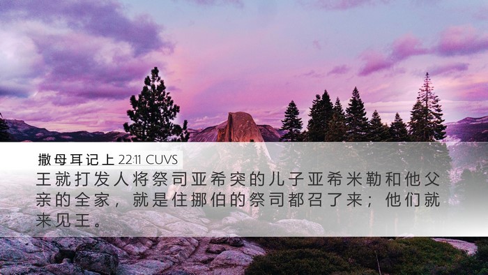 撒 母 耳 记 上 22:11 CUVS Desktop Wallpaper - 王 就 打 发 人 将 祭 司 亚 希 突 的 - Desktop Bible Verse Wallpaper