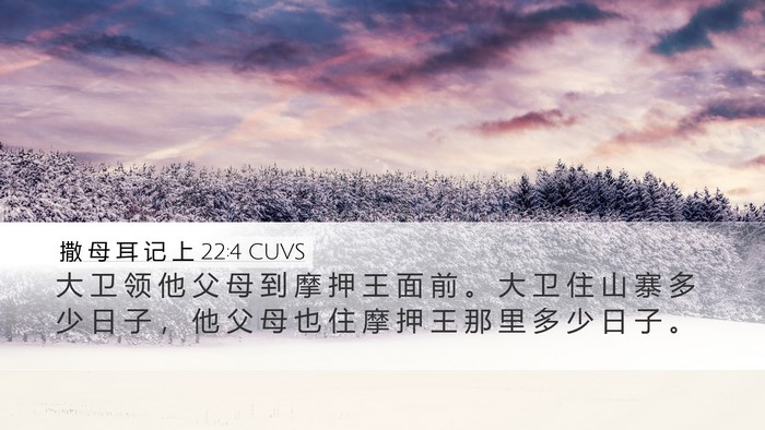 撒 母 耳 记 上 22:4 CUVS Desktop Wallpaper - 大 卫 领 他 父 母 到 摩 押 王 面 前 - Desktop Bible Verse Wallpaper
