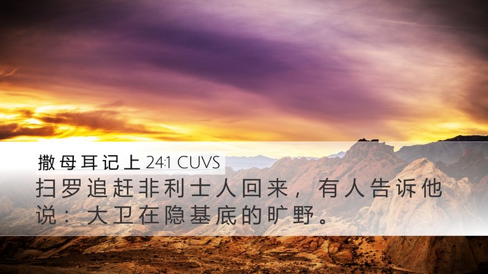 撒 母 耳 记 上 24:1 CUVS Desktop Wallpaper - 扫 罗 追 赶 非 利 士 人 回 来 ， 有 - Desktop Bible Verse Wallpaper