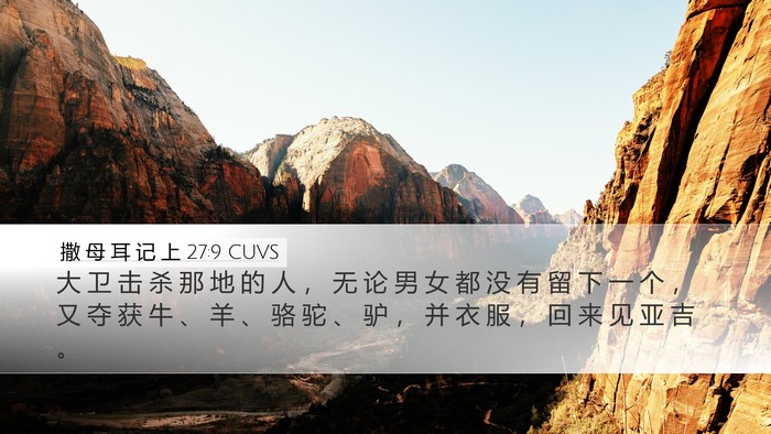撒 母 耳 记 上 27:9 CUVS Desktop Wallpaper - 大 卫 击 杀 那 地 的 人 ， 无 论 男 - Desktop Bible Verse Wallpaper