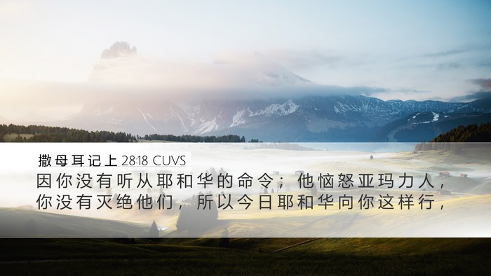 撒 母 耳 记 上 28:18 CUVS Desktop Wallpaper - 因 你 没 有 听 从 耶 和 华 的 命 令 - Desktop Bible Verse Wallpaper