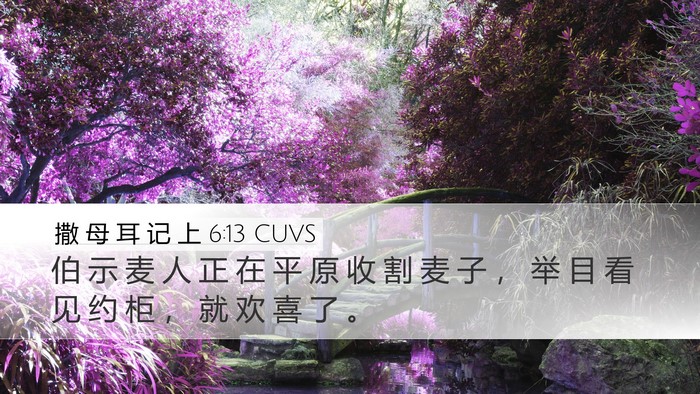撒 母 耳 记 上 6:13 CUVS Desktop Wallpaper - 伯 示 麦 人 正 在 平 原 收 割 麦 子 - Desktop Bible Verse Wallpaper