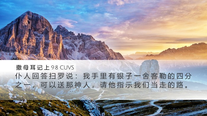 撒 母 耳 记 上 9:8 CUVS Desktop Wallpaper - 仆 人 回 答 扫 罗 说 ： 我 手 里 有 - Desktop Bible Verse Wallpaper