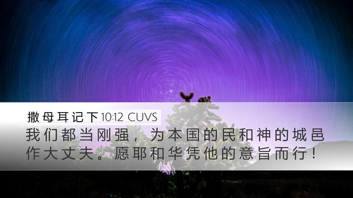 撒 母 耳 记 下 10:12 CUVS Desktop Wallpaper - 我 们 都 当 刚 强 ， 为 本 国 的 民 - Desktop Bible Verse Wallpaper