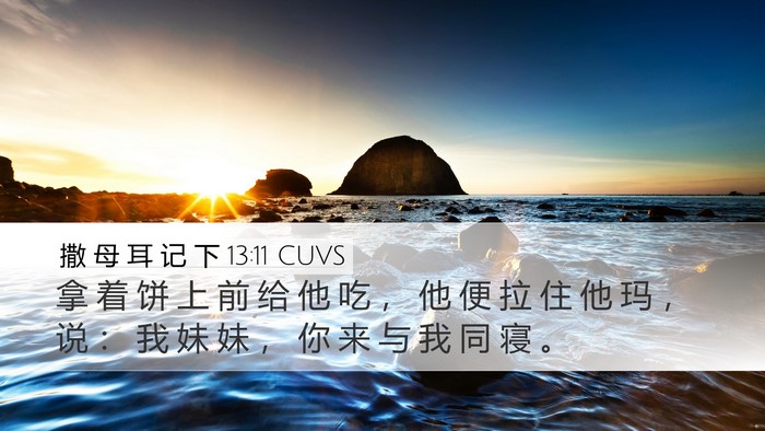 撒 母 耳 记 下 13:11 CUVS Desktop Wallpaper - 拿 着 饼 上 前 给 他 吃 ， 他 便 拉 - Desktop Bible Verse Wallpaper
