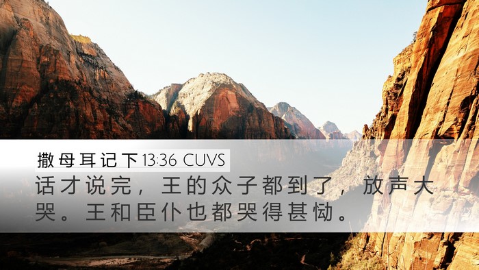 撒 母 耳 记 下 13:36 CUVS Desktop Wallpaper - 话 才 说 完 ， 王 的 众 子 都 到 了 - Desktop Bible Verse Wallpaper