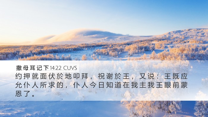 撒 母 耳 记 下 14:22 CUVS Bible Verse Image