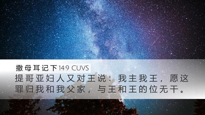 撒 母 耳 记 下 14:9 CUVS Desktop Wallpaper - 提 哥 亚 妇 人 又 对 王 说 ： 我 主 - Desktop Bible Verse Wallpaper