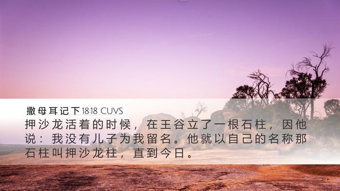 撒 母 耳 记 下 18:18 CUVS Bible Verse Image