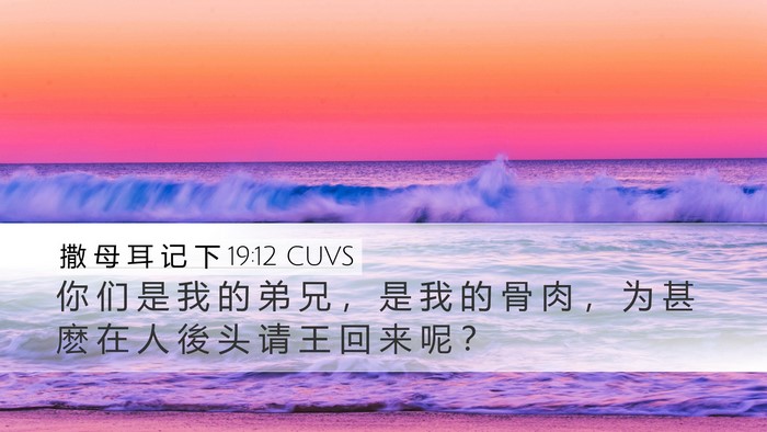 撒 母 耳 记 下 19:12 CUVS Desktop Wallpaper - 你 们 是 我 的 弟 兄 ， 是 我 的 骨 - Desktop Bible Verse Wallpaper