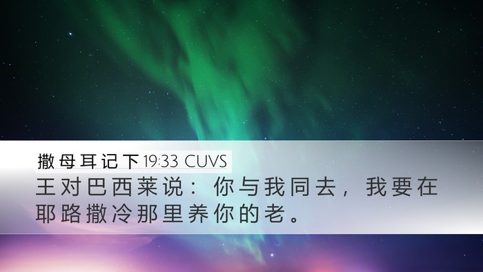 撒 母 耳 记 下 19:33 CUVS Desktop Wallpaper - 王 对 巴 西 莱 说 ： 你 与 我 同 去 - Desktop Bible Verse Wallpaper