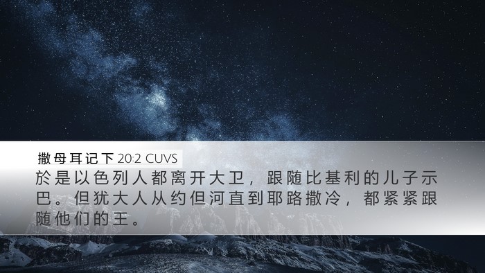 撒 母 耳 记 下 20:2 CUVS Desktop Wallpaper - 於 是 以 色 列 人 都 离 开 大 卫 ， - Desktop Bible Verse Wallpaper