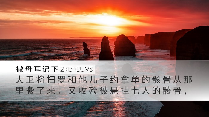 撒 母 耳 记 下 21:13 CUVS Desktop Wallpaper - 大 卫 将 扫 罗 和 他 儿 子 约 拿 单 - Desktop Bible Verse Wallpaper