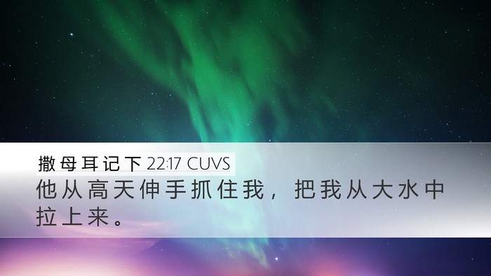 撒 母 耳 记 下 22:17 CUVS Desktop Wallpaper - 他 从 高 天 伸 手 抓 住 我 ， 把 我 - Desktop Bible Verse Wallpaper