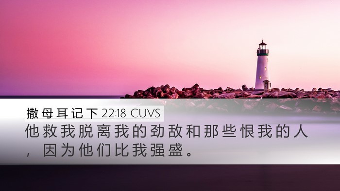 撒 母 耳 记 下 22:18 CUVS Desktop Wallpaper - 他 救 我 脱 离 我 的 劲 敌 和 那 些 - Desktop Bible Verse Wallpaper