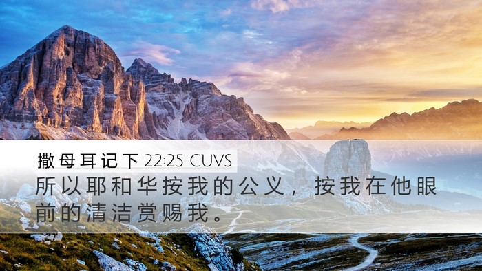 撒 母 耳 记 下 22:25 CUVS Bible Verse Image
