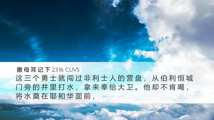撒 母 耳 记 下 23:16 CUVS Bible Verse Image