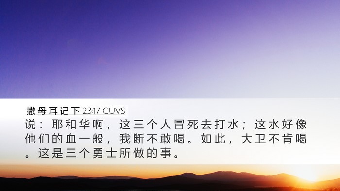 撒 母 耳 记 下 23:17 CUVS Desktop Wallpaper - 说 ： 耶 和 华 啊 ， 这 三 个 人 冒 - Desktop Bible Verse Wallpaper