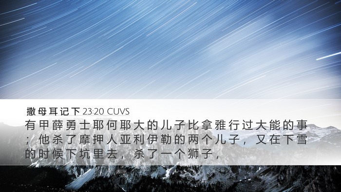 撒 母 耳 记 下 23:20 CUVS Bible Verse Image