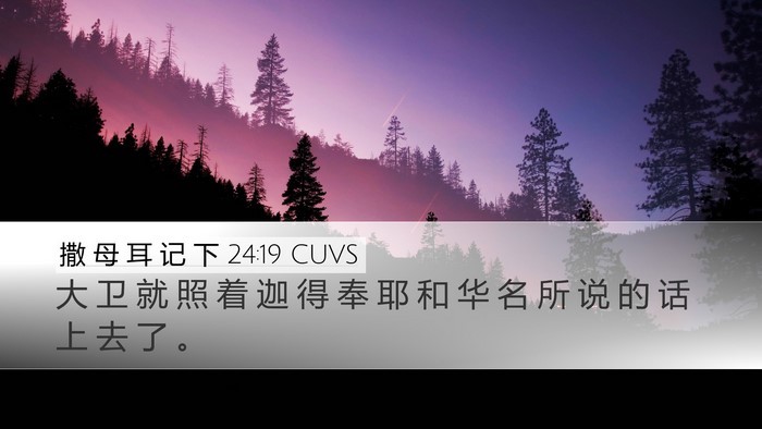 撒 母 耳 记 下 24:19 CUVS Desktop Wallpaper - 大 卫 就 照 着 迦 得 奉 耶 和 华 名 - Desktop Bible Verse Wallpaper