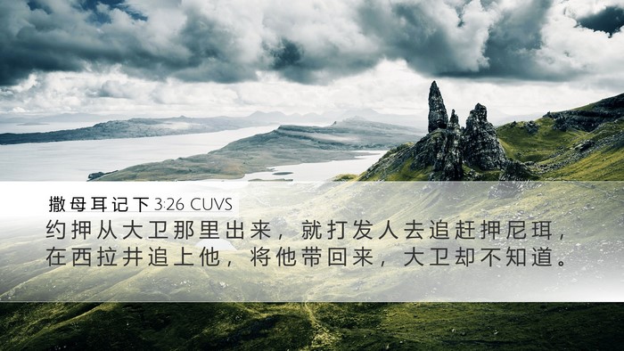 撒 母 耳 记 下 3:26 CUVS Desktop Wallpaper - 约 押 从 大 卫 那 里 出 来 ， 就 打 - Desktop Bible Verse Wallpaper